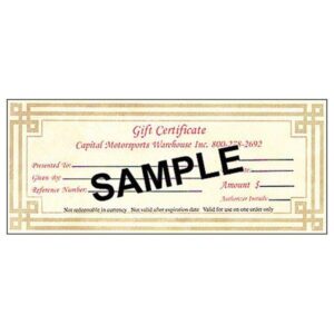 Capital Motorsports CMSGIFT - Gift Certificate $10 Unit