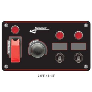 Longacre LON52-44867 - Start Ignition Panel w/2 Accessory Switches & Light - Black Panel