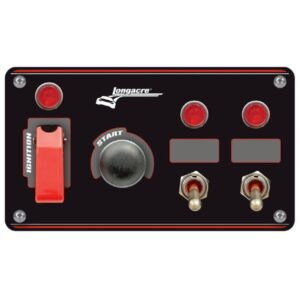 Longacre LON52-48867 - Elite Weatherproof Start Ignition Panel w/2 Accessory Switches - Black Panel