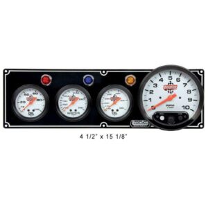 QuickCar QKC61-6741 - 3 Gauge Panel w/Tach-O/P W/T O/T-Black Panel - 5" Memory Tachometer