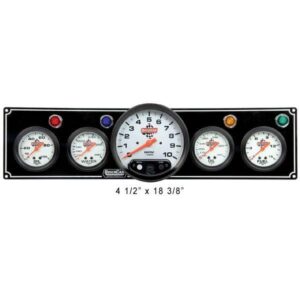 QuickCar QKC61-6751 - 4 Gauge w/Tach-O/P W/T O/T F/P-Black Panel - 5" Memory Tachometer